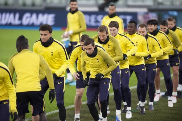 Tottenham Training The players of Tottenham Hotspur during a training session at Juventus Stadium, Turin ahead of their last 16 UEFA Champions League first leg tie away to Juventus. Content Not Available For UK Newspapers Copyright: xStefanoxGnechx FIL-11357-0007