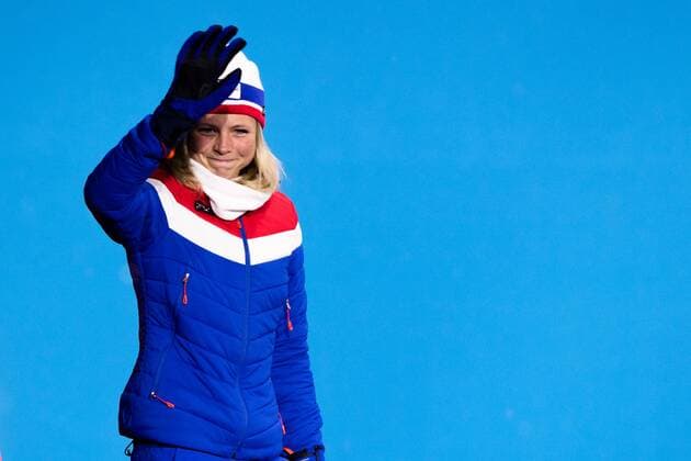 180213 Maren Lundby of Norway gold at the medal ceremony for the Women s Ski Jumping during day four of the 2018 Winter Olympics on February 13 2018 in Pyeongchang Photo Jon Olav Nesvold BILDBYRAN code JE 160160  Copyright: JONxOLAVxNESVOLD BB180213JE058