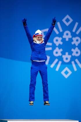 180213 Maren Lundby of Norway gold at the medal ceremony for the Women s Ski Jumping during day four of the 2018 Winter Olympics on February 13 2018 in Pyeongchang Photo Jon Olav Nesvold BILDBYRAN code JE 160160  Copyright: JONxOLAVxNESVOLD BB180213JE067