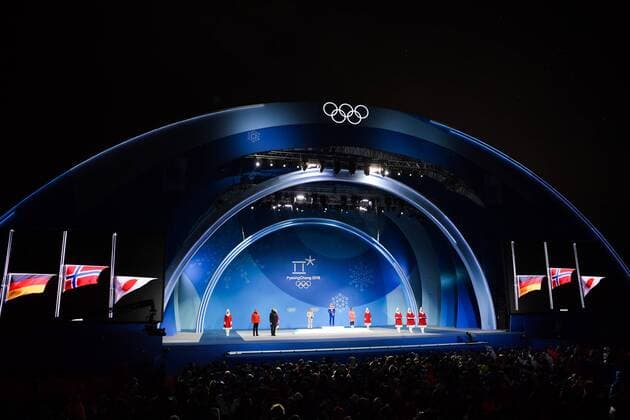 180213 Maren Lundby of Norway gold at the medal ceremony for the Women s Ski Jumping during day four of the 2018 Winter Olympics on February 13 2018 in Pyeongchang Photo Jon Olav Nesvold BILDBYR N code JE 160160  Copyright: JONxOLAVxNESVOLD BB180213JE070