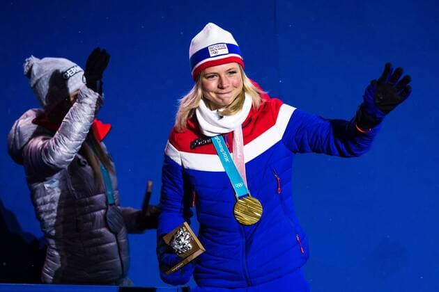 180213 Maren Lundby of Norway gold at the medal ceremony for the Women s Ski Jumping during day four of the 2018 Winter Olympics on February 13 2018 in Pyeongchang Photo Jon Olav Nesvold BILDBYR N code JE 160160  Copyright: JONxOLAVxNESVOLD BB180213JE073