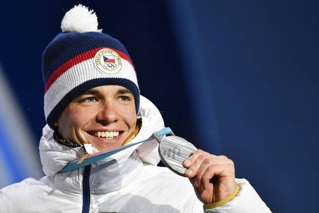 Czech Men s 10-kilometer biathlon sprint silver medalist Michal Krcmar celebrates during the medals ceremony at the 2018 Winter Olympics in Pyeongchang, South Korea, February 13, 2018. (CTKxPhoto MichalxKamaryt) CTKPhotoP201802130579001  kmt 4