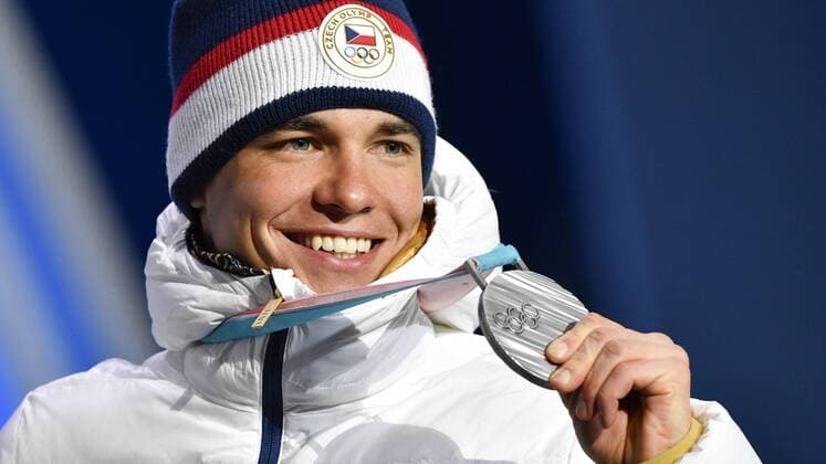 Czech Men s 10-kilometer biathlon sprint silver medalist Michal Krcmar celebrates during the medals ceremony at the 2018 Winter Olympics in Pyeongchang, South Korea, February 13, 2018. (CTKxPhoto MichalxKamaryt) CTKPhotoP201802130583901  kmt 3