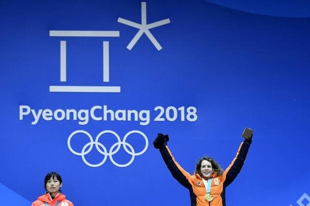 13-02-2018 ALGEMEEN: MEDAL PLAZA OLYMPISCHE SPELEN: Olympic Games Olympische Spiele Olympia OS PEYONGCHANG 2018 Ireen Wust (JustLease.nl) wint Olympisch goud op de 1500 meter. Dit is haar vijfde gouden Olympische medaillle Foto: Sander Chamid xVIxVIxImagesx xSoenarxChamidxsportfotografiexIVx 10054758