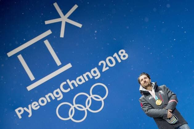 OLYMPICS - 2018 Winter Olympics PYEONGCHANG,SOUTH KOREA.13.FEB.18 - OLYMPICS,ALPINE SKIING - Olympic Winter games Winterspiele Spiele Summer games PyeongChang 2018, Medals Plaza, Alpine Combined, Men, award ceremony. Image shows Marcel Hirscher (AUT). GEPAxpictures xMaticxKlansek