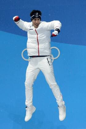 February 13, 2018 - Pyeongchang, South Korea - VICTOR MUFFAT-JEANDET of France celebrates getting the bronze medal in the Men s Alpine Combined skiing event in the PyeongChang Olympic Games Olympische Spiele Olympia OS PyeongChang 18: Alpine Skiing Men - ZUMAl132 20180213_zap_l132_006 Copyright: xChristopherxLevyx
