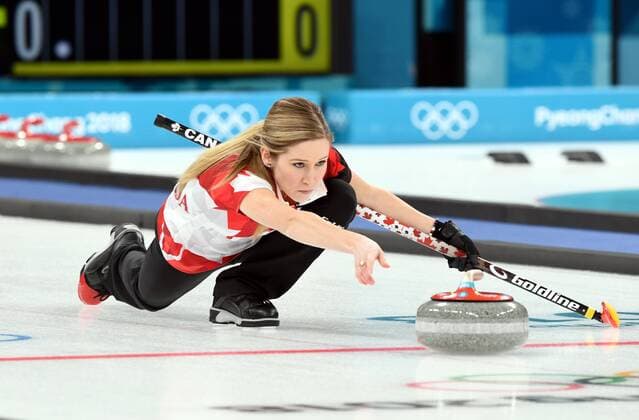 (180213) -- PYEONGCHANG, Feb. 13, 2018 -- Kaitlyn Lawes of Canada competes during the mixed doubles gold medal game of curling between Canada and Switzerland at the Pyeongchang 2018 Winter Olympic Games Olympische Spiele Olympia OS at Gangneung Curling Centre?Gangneung, South Korea, Feb. 13, 2018. Canada won 10:3. ) (SP)OLY-SOUTH KOREA-PYEONGCHANG-CURLING-MIXED DOULBES-GOLD MEDAL GAME MaxPing 