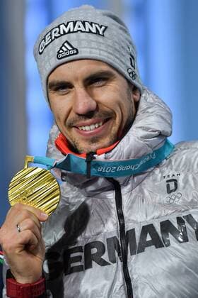 Arnd PEIFFER GER with gold medal medal 1 place gold medalist gold medal Olympic champion biathlon men * s 10 km Sprint Sprint of men victory ceremony PyeongChang Olympic medals Plaza ceremony on 13 02 2018 Winter Olympics 2018 from 09 02 25 02 2018 in PyeongChang of South Korea