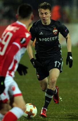 11.02.2018 Belgrade(Serbia) FK Crvena Zvezda(FC Red Star)-FC CSKA Moscow Europa League 1 16 final men s football Aleksandr Golovin FC CSKA Moscow : 