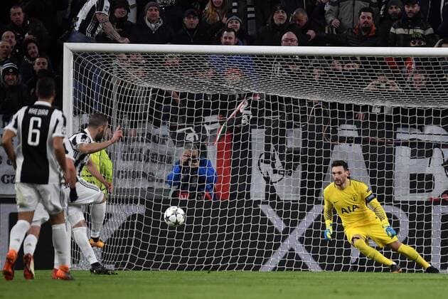 Gol Gonzalo Higuain Rigore Juventus 2-0 Goal celebration Torino 13-02-2018 Juventus Stadium Football Champions League 2017 2018 Juventus - Tottenham . Foto Andrea Staccioli Insidefoto andreaxstaccioli