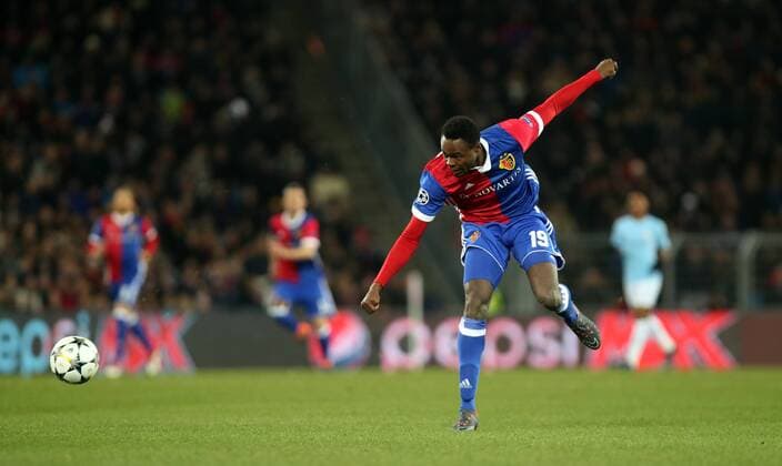 FC Basel Manchester City Switzerland Basel 13 02 2018 Football Champions League season 2017 2018 knockout first leg FC Basel Manchester City Dimitri Oberlin FC Basel