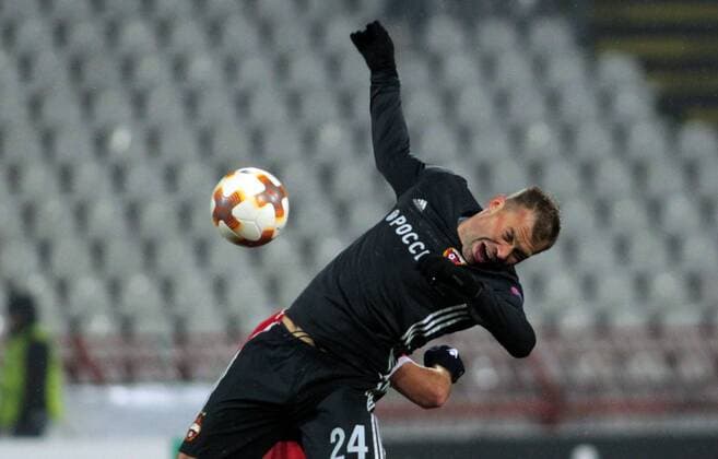 11.02.2018 Belgrade(Serbia) FK Crvena Zvezda(FC Red Star)-FC CSKA Moscow Europa League 1 16 final men s football Vasili Berezutski FC CSKA Moscow : 
