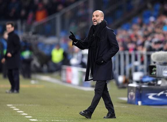 Football CHAMPIONS LEAGUE season 2017 2018 knockout first leg FC Basel Manchester City 13 02 2018 coach Josep Guardiola Manchester City Basel