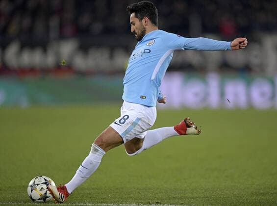 13 02 2018 football UEFA Champions League 2017 2018 knockout FC Basel Manchester City at St James Park Stadium in Basel Switzerland Ilkay Gündogan Manchester City scoring to 4 0