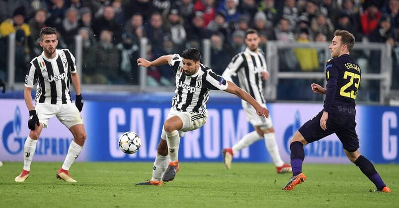 Miralem Pjanic, Sami Khedira Juventus, Christian Eriksen tottenham Torino 13-02-2018 Juventus Stadium Football Champions League 2017 2018 Juventus - Tottenham . Foto Andrea Staccioli Insidefoto andreaxstaccioli