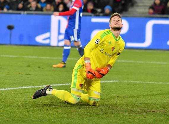 13 02 2018 Basel St James Park football men s season 2017 2018 Champions League FC Basel Manchester City picture shows Tomas Vaclik FC Basel goalkeeper action frame