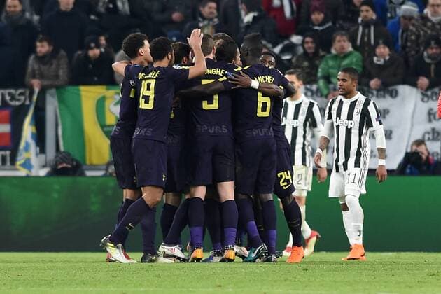 IPP20180213 Football - soccer: UEFA Champions League 2017 2018, Juventus Turin - Tottenham Hotspur, esulta christian eriksen (Hinweis: Verwendung nur in Deutschland - only Germany) *** IPP20180213 football soccer UEFA Champions League 2017 2018 Juventus Turin Tottenham Hotspur esulta christian eriksen note only use only in Germany Germany 