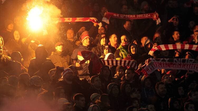 13.02.2018 Belgrade(Serbia) FK Crvena Zvezda(FC Red Star)-FC CSKA Moscow Europa League 1 16 final men s football FK Crvena Zvezda fans : 