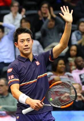 Tennis: Kei Nishikori at New York Open Japanese tennis player Kei Nishikori waves to the crowd after beating Noah Rubin of the United States in the first round of the New York Open ATP Tennis Herren World Tour Tennis Tournament in New York on Feb. 13, 2018. 