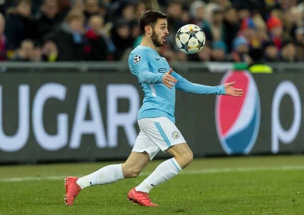 Basel Switzerland 13 02 2018 UEFA Champions League 2017 18 season last finals FC Basel Manchester City Bernardo Silva MNC in action DeFodi507