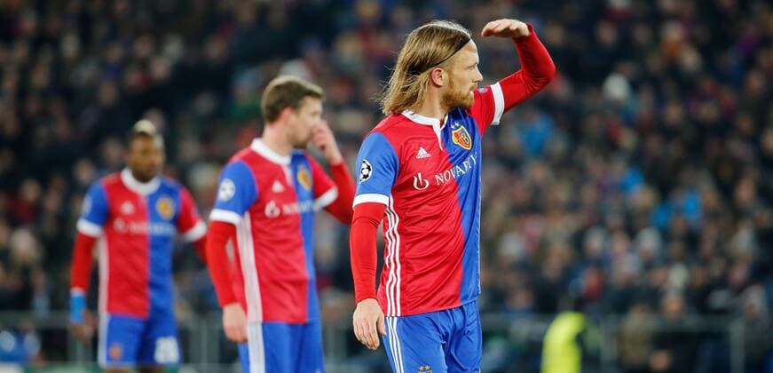 13 02 2018 St Jakob Park Basel Switzerland season 2017 2018 men s football UEFA Champions League 1 8 final first leg FC Basel Manchester City FC Michael long FC Basel