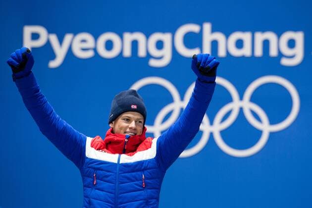 180214 Johannes Hosflot Klaebo of Norway, Gold, celebrates at the medal ceremony for the Men s Cross Country Sprint during day five of the 2018 Winter Olympics on February 14, 2018 in Pyeongchang. Photo: Carl Sandin BILDBYRAN kod CS 57999_292 *** 180214 Johannes Hosflot Klaebo of Norway Gold celebrates at the medal ceremony for the Men s Cross Country Sprint during day five of the 2018 Winter Olympics on February 14 2018 in Pyeongchang Photo Carl Sandin BILDBYRAN code CS 57999 292  Copyright: CARLxSANDIN BB180214CS096