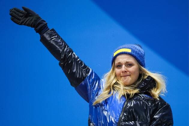 PYEONGCHANG, SOUTH KOREA - FEBRUARY 14, 2018: Gold medalist, Sweden s Stina Nilsson at a medal ceremony for the ladies cross-country skiing individual sprint classic event at the 2018 Winter Olympic Games Olympische Spiele Olympia OS at Medals Plaza. Sergei Bobylev TASS  TS073C39