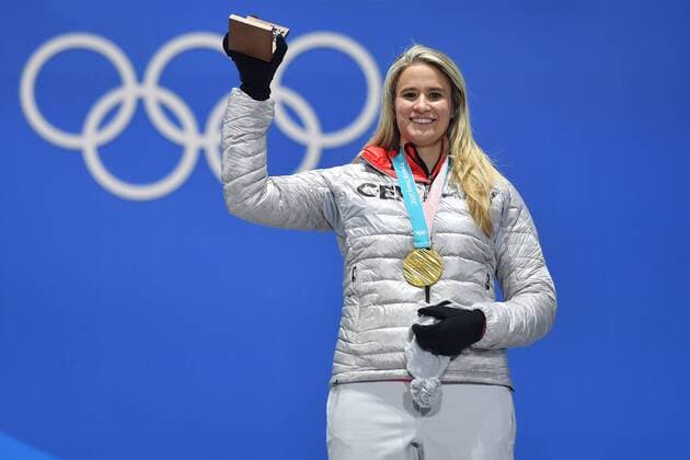 Nathalie GEISBERGER GER gold medal medal Olympic Champion Olympic gold medalist Luge women s singles Luge women victory ceremony PyeongChang Olympic medals Plaza ceremony on 13 02 2018 Winter Olympics 2018 from 09 02 25 02 2018 in PyeongChang of South Korea