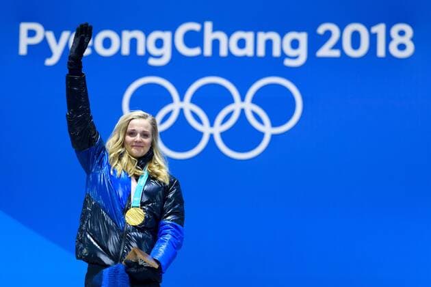 180214 Stina Nilsson of Sweden with her gold medal at the medal ceremony for the Women s Cross Country Sprint during day five of the 2018 Winter Olympics on February 14 2018 in Pyeongchang Photo Carl S BILDBYR N code CS 57999 292  Copyright: CARLxSANDIN BB180214CS132