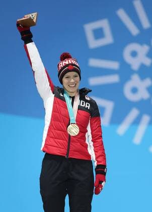 (180214) -- PYEONGCHANG, Feb. 14, 2018 -- Third-placed Alex Gough from Canada poses for photo during medal ceremony of women s singles event of luge at 2018 PyeongChang Winter Olympic Games Olympische Spiele Olympia OS at the Medal Plaza in PyeongChang, South Korea, Feb. 14, 2018. ) (SP)OLY-SOUTH KOREA-PYEONGCHANG-LUGE-WOMEN S SINGLES-MEDAL CEREMONY WuxZhuang 