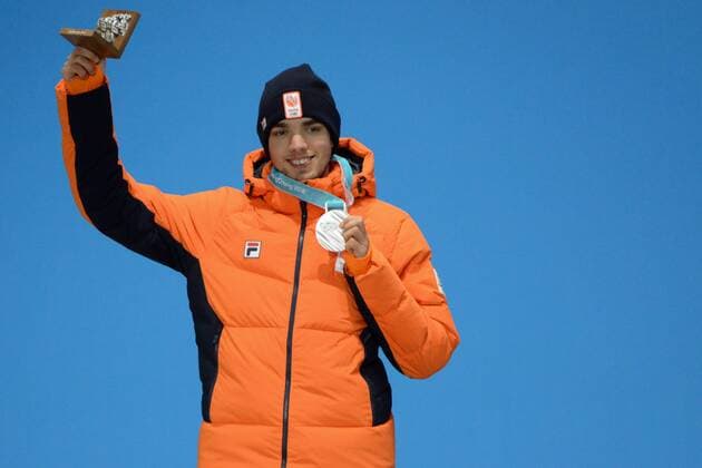 February 14, 2018 - Pyeongchang, South Korea - PATRICK ROEST of the Netherlands with his silver medal from the Men s 1500m Speed skating Eisschnelllauf event in the PyeongChang Olympic Games Olympische Spiele Olympia OS PyeongChang 18: Speed Skating Men - ZUMAl132 20180214_zap_l132_014 Copyright: xChristopherxLevyx