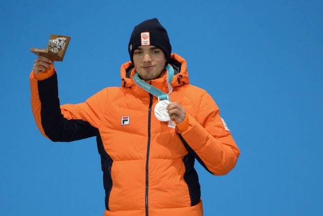February 14, 2018 - Pyeongchang, South Korea - PATRICK ROEST of the Netherlands with his silver medal from the Men s 1500m Speed skating Eisschnelllauf event in the PyeongChang Olympic Games Olympische Spiele Olympia OS PyeongChang 18: Speed Skating Men - ZUMAl132 20180214_zap_l132_015 Copyright: xChristopherxLevyx