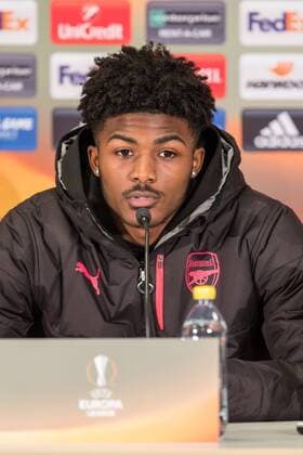 180214 Arsenal Ainsley Maitland Niles during a press conference before the football match in the Europa League between Östersund and Arsenal on 14 november 2018 in Östersund  Copyright: TOBIASxNYKÄNEN BB180214TN043