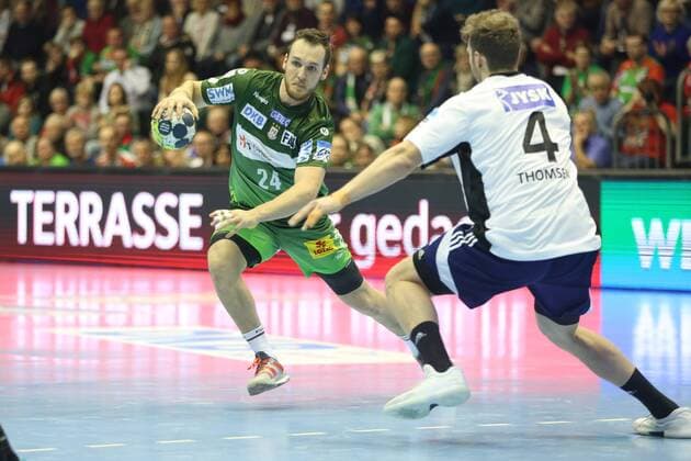 14 02 xcsx 2018 handball EHF Cup SC Magdeburg Bjerringbro Silkeborg of emspor v l Christian O Sullivan SC Magdeburg Klaus Lundsby Thomsen Bjerringbro Silkeborg Magdeburg