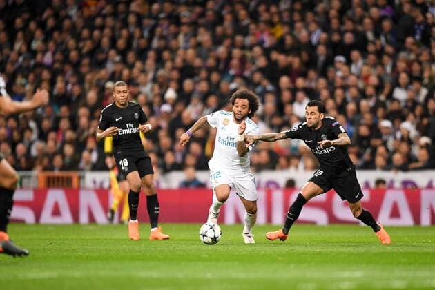 32 DANI ALVES (psg) - 12 Marcelo (real) FOOTBALL : Real Madrid vs Paris SG - Ligue des Champions - 14 02 2018 AnthonyBIBARD FEP Panoramic 