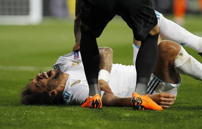 Soccer match between Real Madrid and Paris Saint Germain of Champions League 2017 2018, held at the Santiago Bernabeu stadium, in Madrid. (Photo: Jose Cuesta 261 Cordon Press). Marcelo  xJosexLuisxCuestax xx