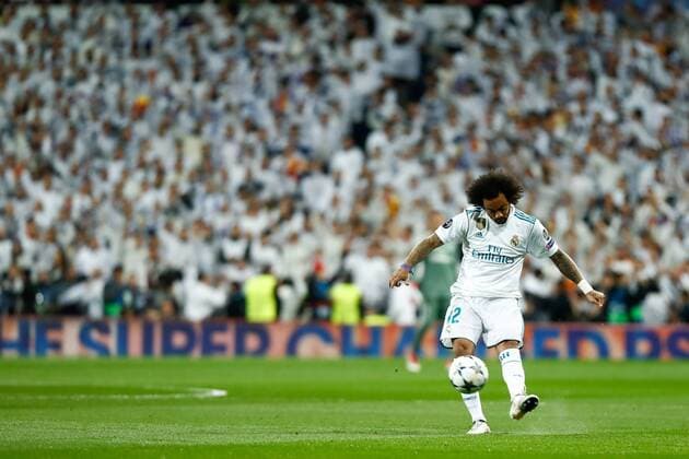 Marcelo of Real Madrid during the Chambions League match played on Santiago Bernabeu Stadium between Real Madrid and PSG Paris Saint Germain, Feb 14th 2018. Photo: Oscar J. Barroso AFP7  xOscarxJ.xBarrosox xAFP7x xRealxMadridxvxPSG,xChampionsxLeague,xSpain,xFebx14thx2018x