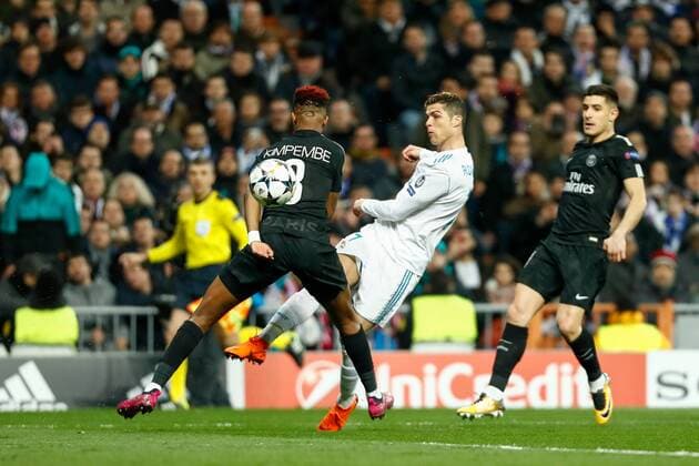 Cristiano Ronaldo of Real Madrid during the Chambions League match played on Santiago Bernabeu Stadium between Real Madrid and PSG Paris Saint Germain, Feb 14th 2018. Photo: Oscar J. Barroso AFP7  xOscarxJ.xBarrosox xAFP7x xRealxMadridxvxPSG,xChampionsxLeague,xSpain,xFebx14thx2018x