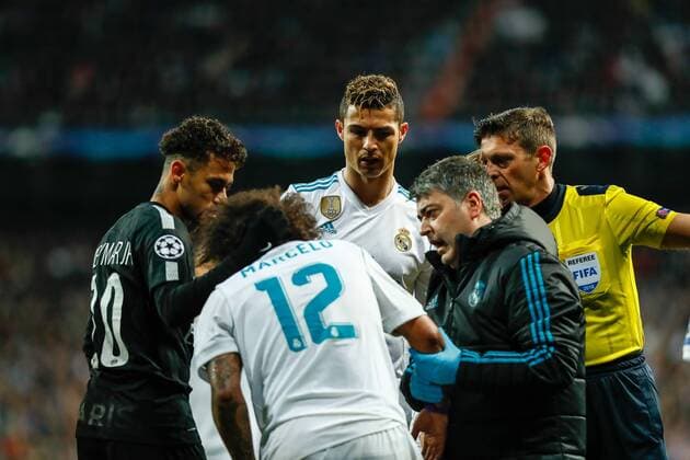 Cristiano Ronaldo of Real Madrid during the Chambions League match played on Santiago Bernabeu Stadium between Real Madrid and PSG Paris Saint Germain, Feb 14th 2018. Photo: Oscar J. Barroso AFP7  xOscarxJ.xBarrosox xAFP7x xRealxMadridxvxPSG,xChampionsxLeague,xSpain,xFebx14thx2018x