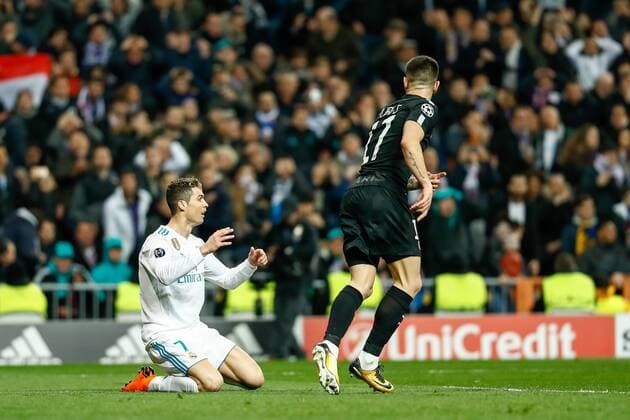 Cristiano Ronaldo of Real Madrid during the Champions League match played on Santiago Bernabeu Stadium between Real Madrid and PSG Paris Saint Germain, Feb 14th 2018. Photo: Oscar J. Barroso AFP7  xOscarxJ.xBarrosox xAFP7x xRealxMadridxvxPSG,xChampionsxLeague,xSpain,xFebx14thx2018x