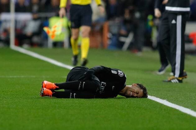 Madrid Spain 14 02 2018 UEFA Champions League 2017 18 season last finals Real Madrid vs Paris Saint Germain Neymar PSG on the ground DeFodi523