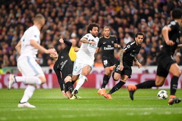 32 DANI ALVES (psg) - 12 MARCELO (real) FOOTBALL : Real Madrid vs Paris SG - Ligue des Champions - 14 02 2018 AnthonyBIBARD FEP Panoramic 