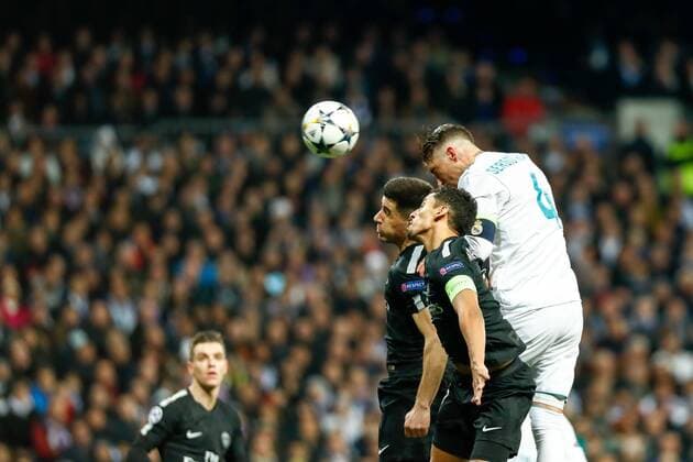 Sergio Ramos of Real Madrid during the Champions League match played on Santiago Bernabeu Stadium between Real Madrid and PSG Paris Saint Germain, Feb 14th 2018. Photo: Oscar J. Barroso AFP7  xOscarxJ.xBarrosox xAFP7x xRealxMadridxvxPSG,xChampionsxLeague,xSpain,xFebx14thx2018x