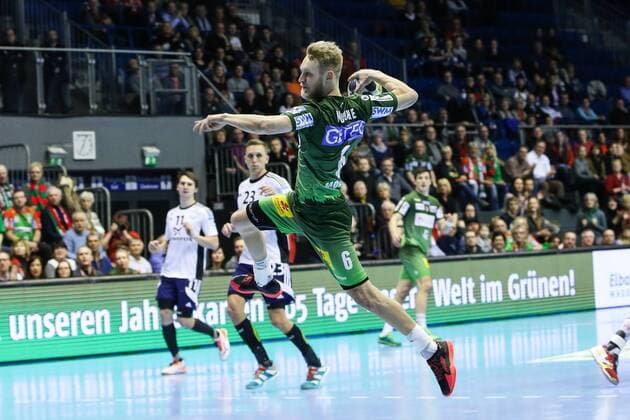 Matthias shell SC Magdeburg handball EHF Cup group stages season 2017 2018 SC Magdeburg vs Bjerringbro Silkeborg in the GETEC arena in Magdeburg Germany handball men men 14 02 2018