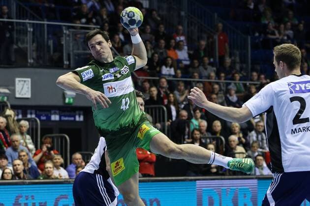 Nemanja Zelenovic SC Magdeburg handball EHF Cup group stages season 2017 2018 SC Magdeburg vs Bjerringbro Silkeborg in the GETEC arena in Magdeburg Germany handball men men 14 02 2018