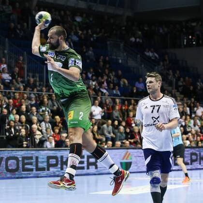 Željko Musa SC Magdeburg handball EHF Cup group stages season 2017 2018 SC Magdeburg vs Bjerringbro Silkeborg in the GETEC arena in Magdeburg cut out frame 14 02 2018