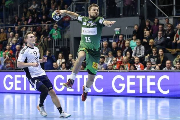 Marko Bezjak SC Magdeburg handball EHF Cup group stages season 2017 2018 SC Magdeburg vs Bjerringbro Silkeborg in the GETEC arena in Magdeburg Germany handball men men 14 02 2018