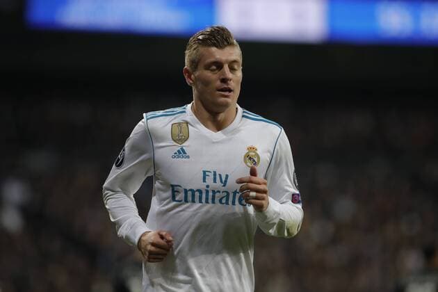 Madrid Spain 14 02 2018 UEFA Champions League 2017 18 season last finals Real Madrid vs Paris Saint Germain Toni Kroos Real Madrid look DeFodi523