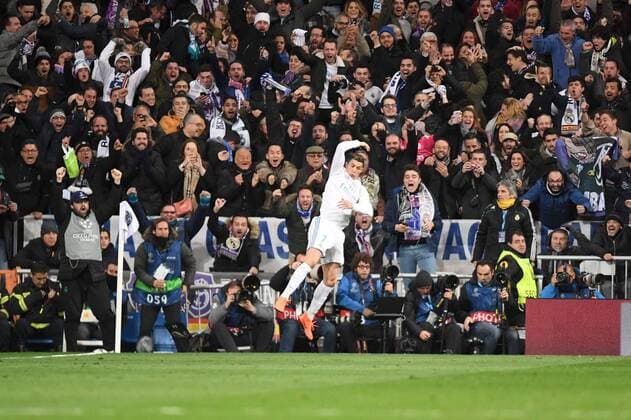 07 Cristiano Ronaldo (real) - JOIE - SUPPORTERS FOOTBALL : Real Madrid vs Paris SG - Ligue des Champions - 14 02 2018 AnthonyBIBARD FEP Panoramic 