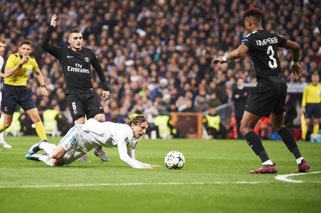 February 14, 2018 - Madrid, Spain - Luka Modric (midfielder; Real Madrid) in action during the UEFA Champions League match between Real Madrid and Paris Saint-Germain at Santiago Bernabeu on February 14, 2018 in Madrid, Spain Real Madrid vs Paris Saint-Germain UEFA Champions League  - ZUMAg15_ 20180214_zaf_g15_105 Copyright: xJackxAbuinx
